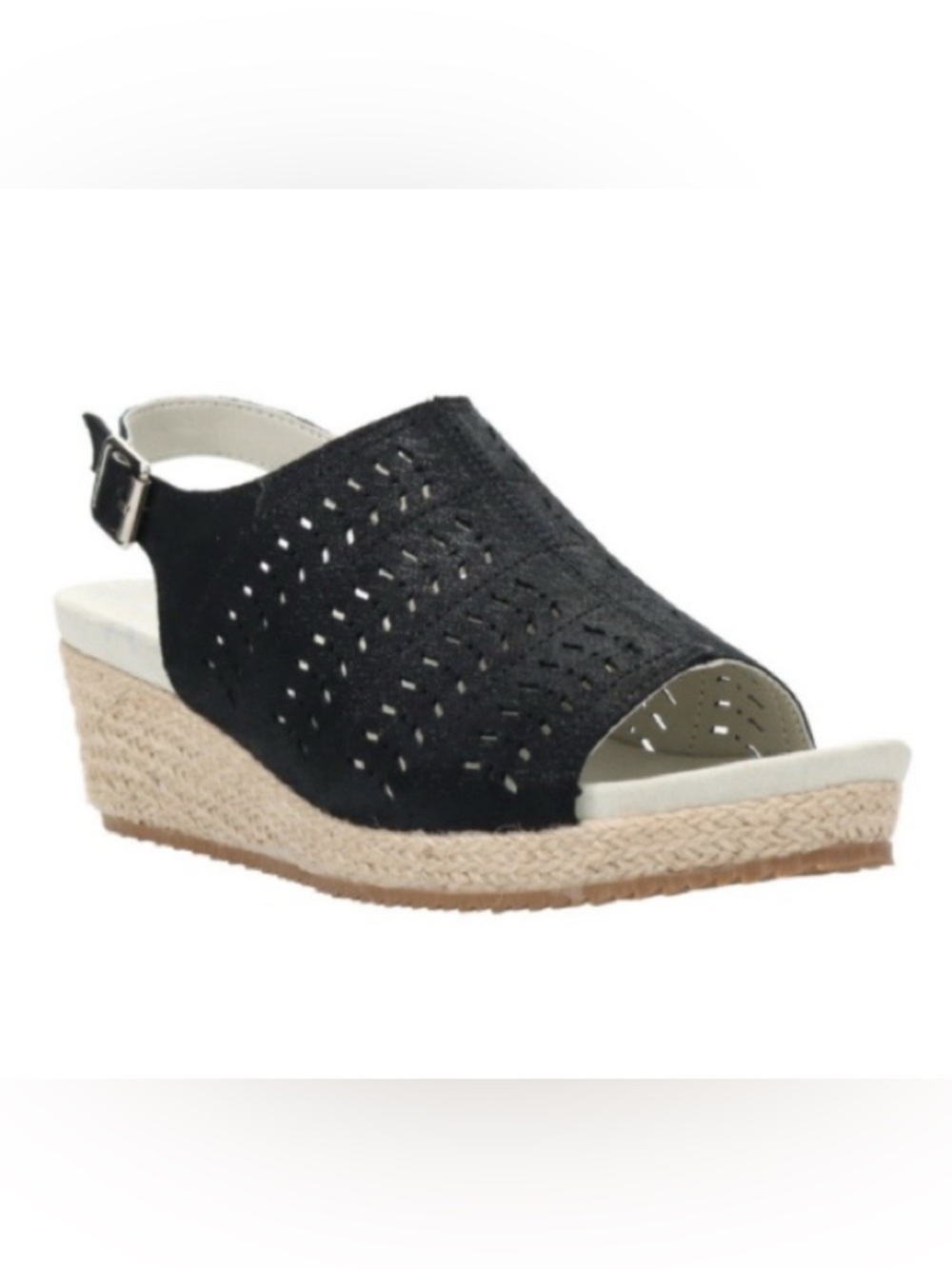 Propet Women’s Marlo Sandals, black, size 6.5W. Laser cut leather upper, NWOB.